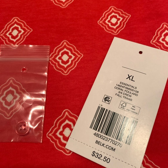 Orange Coral, 3/4-Sleeve, Long-Tail Top -- Belk - Picture 7 of 10